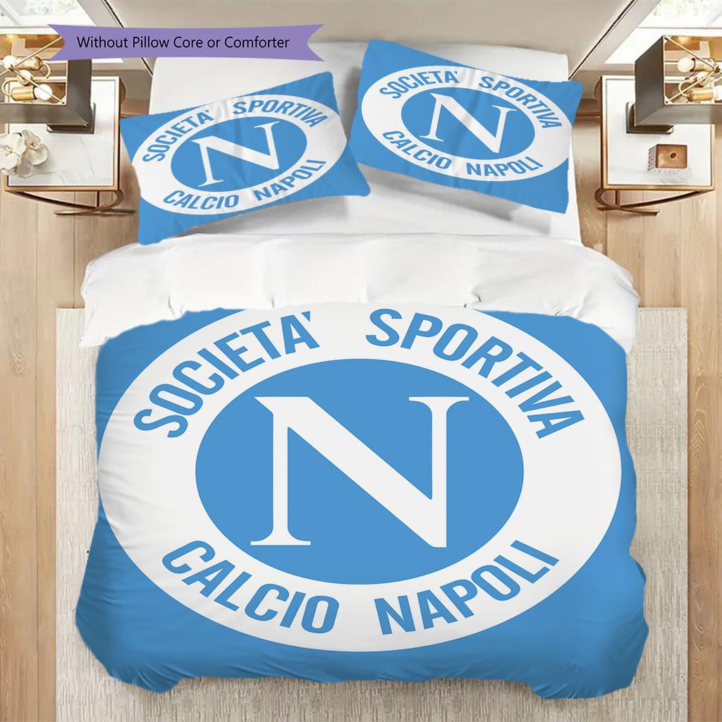 SSC Neapol Vzor Povlečení Sada Prošívaných Dek Quilt Cover Povlak na Polštář Domácí Dekorace Dárek k Narozeninám (1 * povlak na peřinu + 2 * povlak na polštář, bez jádra)