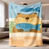 2026 Latest Flannel Blanket | Otter Holding Fish Pillow Cozy Sleep Illustration, All-Season Use, Hypoallergenic and Tear Resistant, Suitable for Sofa,