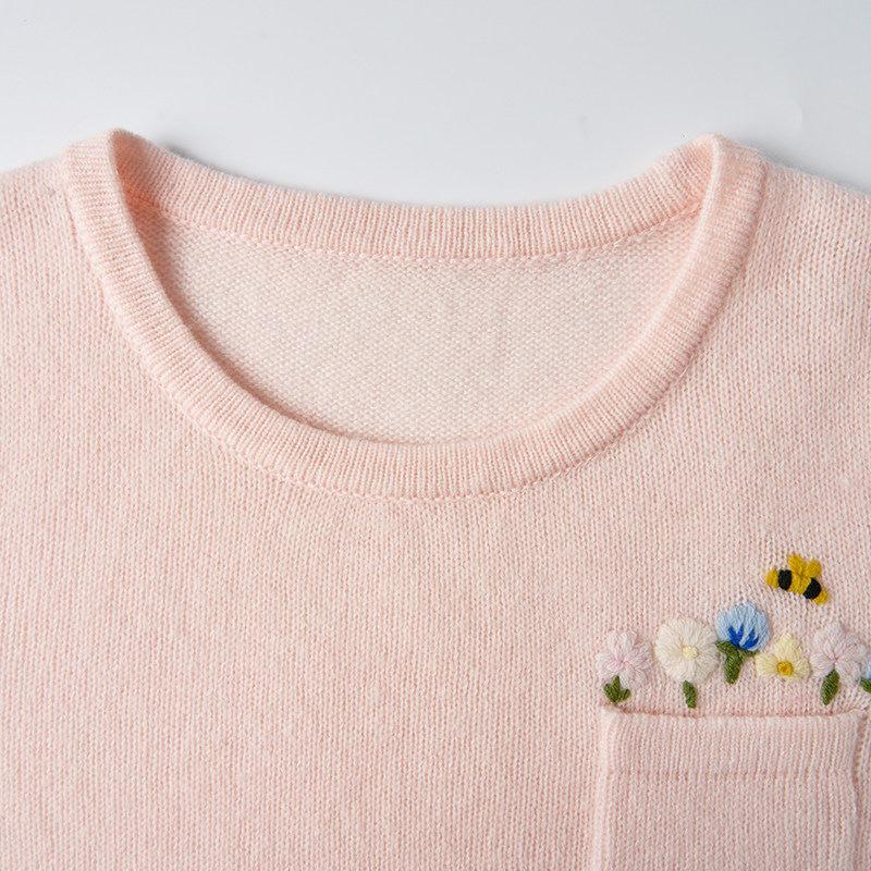 Northern Deer Alpaca Wool Floral Crochet Knit Women's Short Sleeve Top