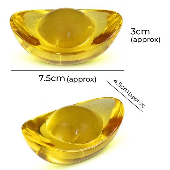 Feng Shui Glass Ingot Vastu Items for Home for Wealth, Glass Ingot Showpiece, Ingot for Good Luck and Prosperity