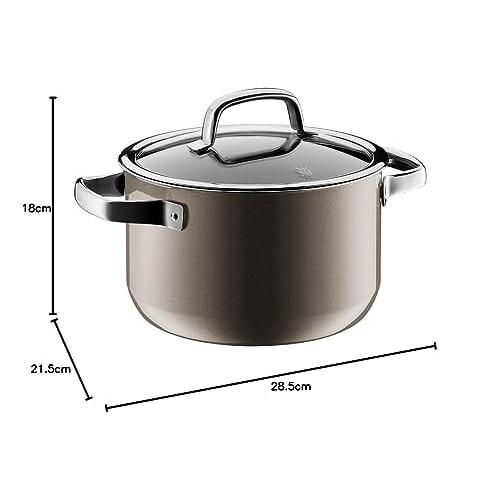 WMF FusionTech Mineral High Casserole DR (Dark Brass), a 20cm deep double-handled pot compatible with induction and gas stoves, perfect for waterless