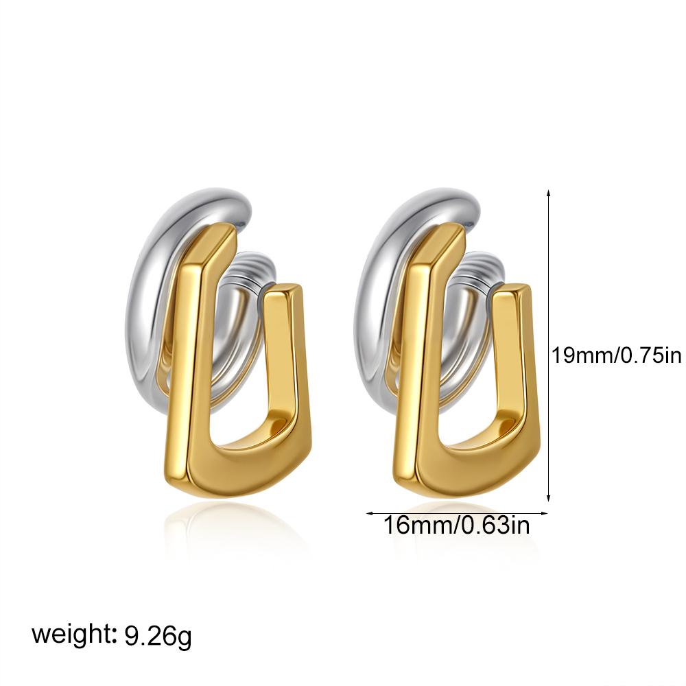 

Stainless Steel Two Tone Double Layer C-shape Tassel Chain Drop Earrings 18K Gold Plated Anti Allergic Waterproof Women Jewelry