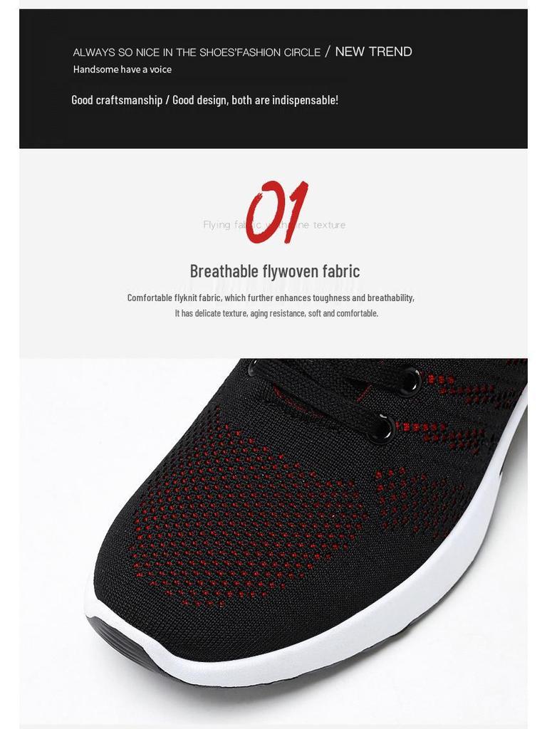 Męskie letnie sneakersy Fly-Knit z poduszką powietrzną w dużych rozmiarach - Oddychające casualowe buty do biegania z siateczki