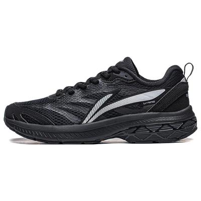 LiNing Fuyiao Tejido Cuero Sintético Absorción de Impactos Resistente al Desgaste Transpirable Parte Superior Baja Zapatillas de Running Mujer Zapatilla Deportiva Negro ARXT014-3