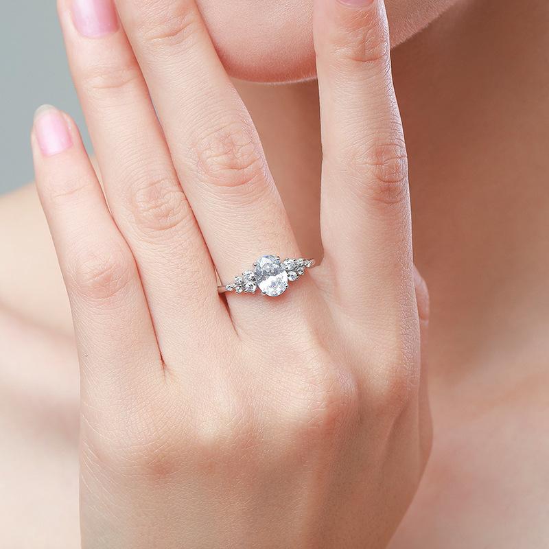 Tancise Classic 925 Sterling Silver  Zircon Ring Ladies Jewelry Wedding Promise Party Gift