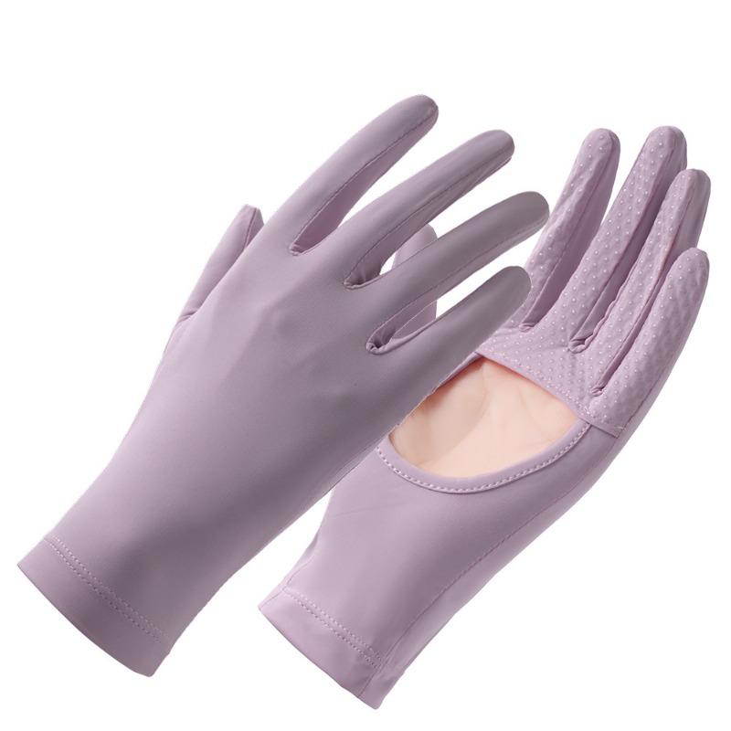 Ice Silk Gloves Women's Summer Short Light and Thin Outdoor Windproof and Non-slip Opening Breathable Driving Cycling Sunscreen Gloves