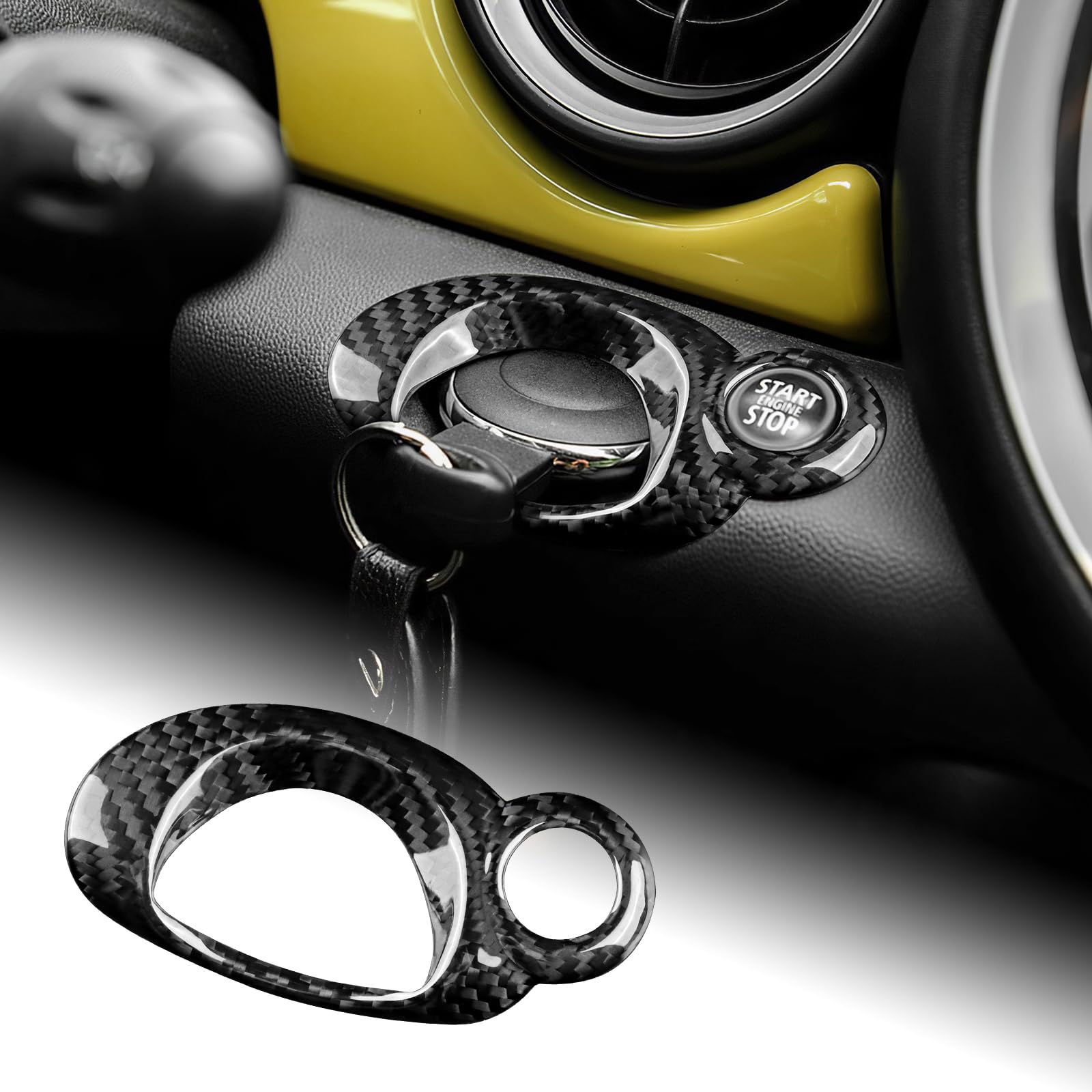 

AIRSPEED Carbon Fiber Interior Accessories for MINI 2nd Generation R57 and R60 Customizable Car Key Starter Frame Decorative Panel and Engine Button чёрный