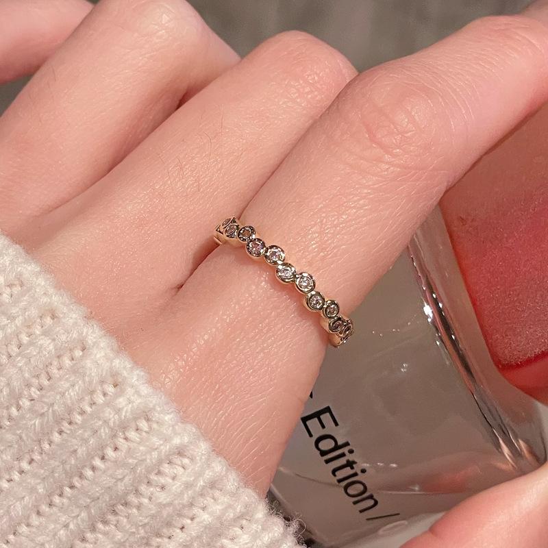 Explosive Fashion Temperament Diamond Opening Ring Niche Design Medieval French High-End Accessories Ring Women