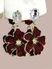 French Retro Drip Oil Rhinestone Flower Stud Earrings: Sweet and Luxurious Accessories for Women