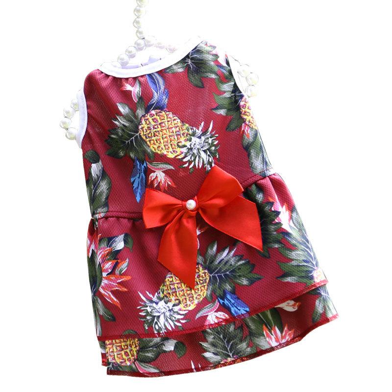 Hawaiian Style Bow Dog Skirt for Small Medium Dogs Soft Breathable Clothes Pet Cat Vest Chihuahua Yorkies Outfit Pet