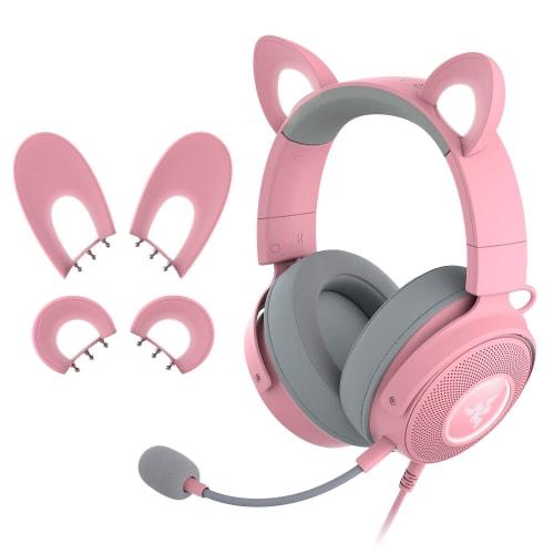 

Razer Kraken Kitty V2 Pro Quartz Pink Змінна дротова ігрова гарнітура з дизайном кота/ведмедя/кролика, 4 зони Razer Chroma RGB, знімна Razer H