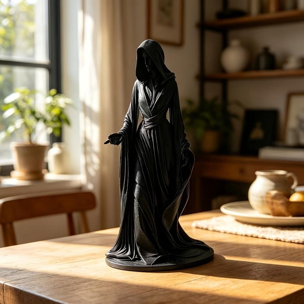 Dunkle Ästhetik Göttinnen-Skulptur 3D-gedruckte Desktop-Ornamente Retro-Umhang Frauenstatue Heimdekoration