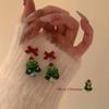 Christmas‑Atmosphere Bow Christmas‑Tree Ins‑Style Light‑Luxury Ear Clips Trendy Jewelry For Women
