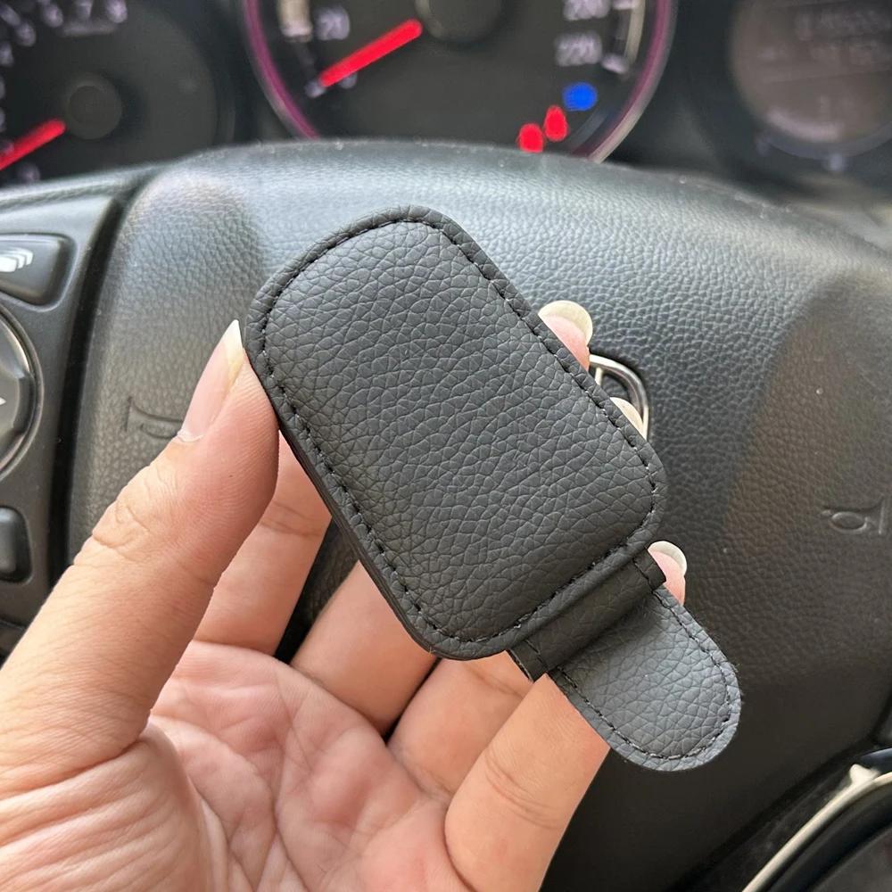 Universal Car Sunglasses Holder Car Magnetic Leather Clip Card Ticket Holder Auto Sun Visor Glasses Box Decoration Accessories