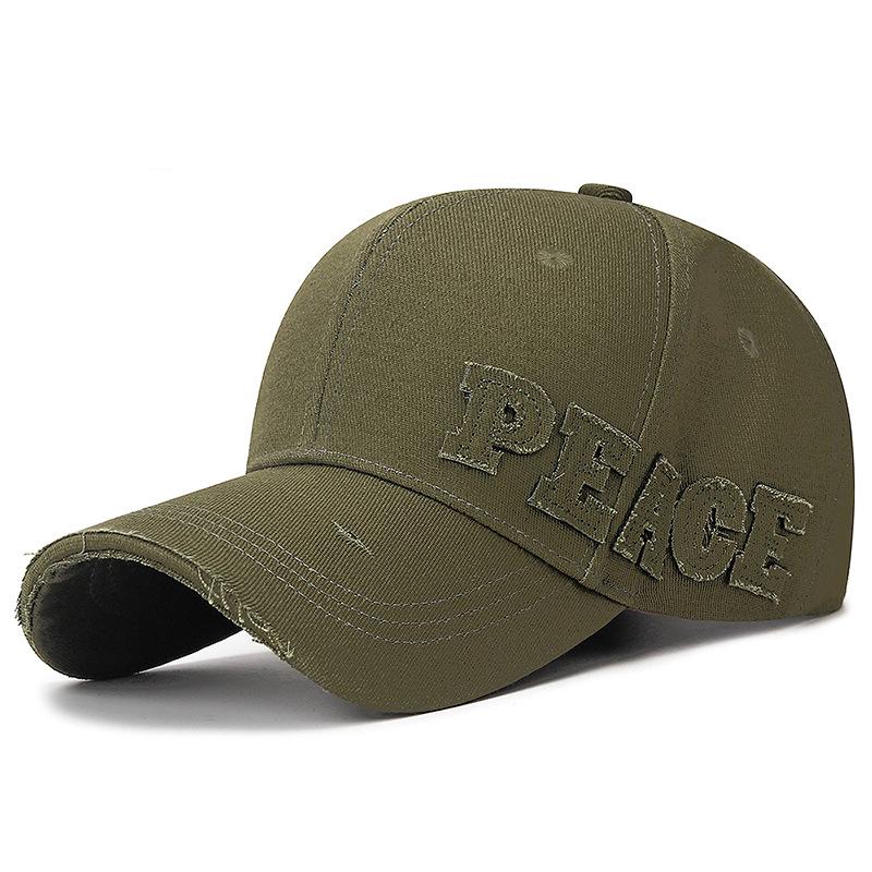 Korean Style Ripped Edge Baseball Cap with Patch Letters - Versatile Duckbill Hat for Women