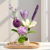 Crochet Bouquet Vase, a Flower Gift for Mothers and Ladies on Mother's Day. Pink Rose Artificial Flower Vase, Suitable for Birth