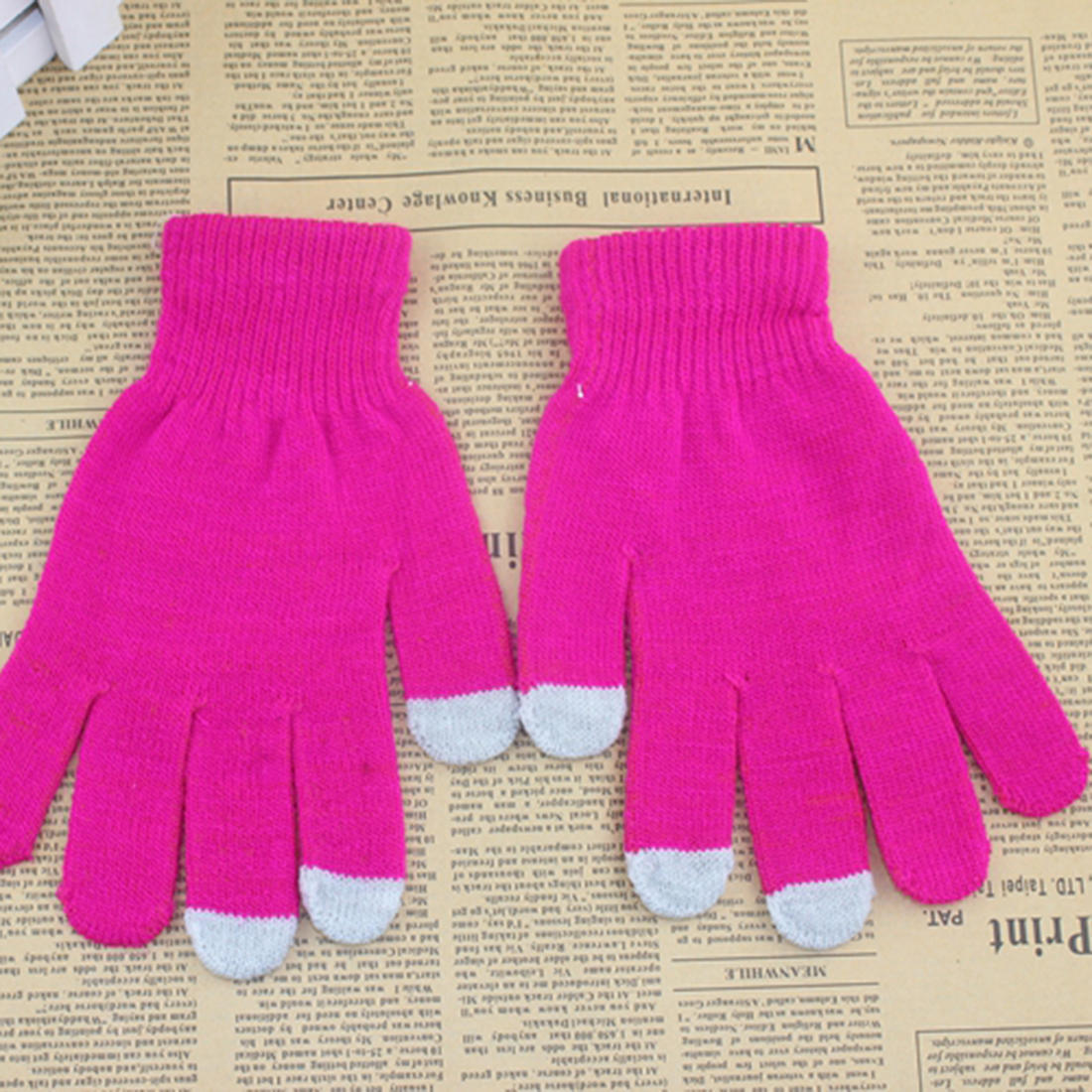 

Winter Touch Screen Gloves Texting Cap Smart Phone Women Men Warm Stretch Knit Mittens Full Finger Female Crochet Soft Thicken One Size рожевий червоний колір