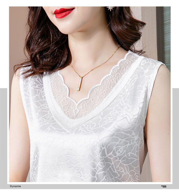 Women's Jacquard Satin Lace Camisole: Plus Size, Tummy-Covering, Stylish Summer Layer for Suits & Outerwear