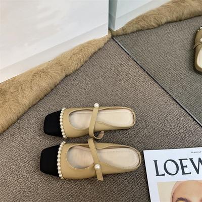 Kleine frische Feen-Ballerinas Sommerbekleidung Mode vielseitig Internet-Berühmtheit Perlen-Sandalen Strandschuhe Mules