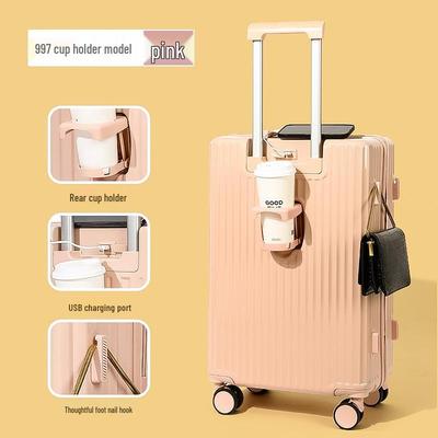 Leder Universalrad Reisekoffer, Langlebig 20"/24" mit Robustem Reißverschluss und Zahlenschloss für Herren, Damen und Studenten.