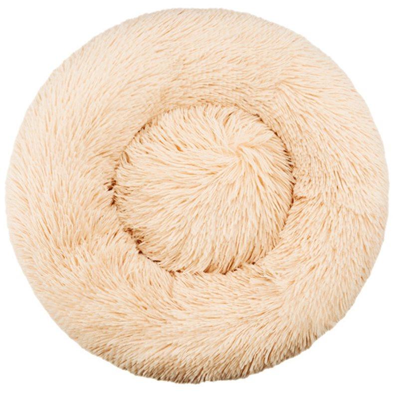 

Fresh Plush Round Machine-Washable Pet Bed For Autumn And Winter, Warm Cat And Dog Bed In One бежевый