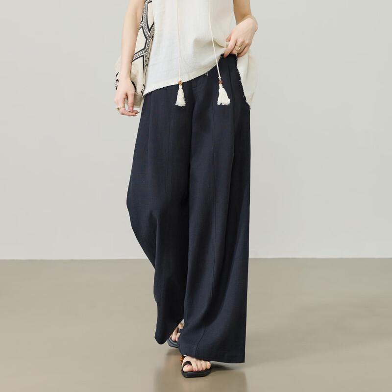 ESE-Y Women s Lyocell Linen Thin Straight Wide-Leg Pants 26