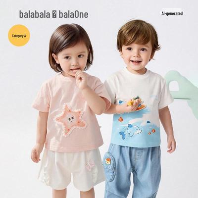 Balabala Infant Cotton Summer Cartoon Short-Sleeve T-Shirt