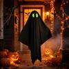 Hanging Ghost Props Halloween Outdoor Decoration, Spooky Black Fabric with Green Yard Atmosphere Eyes for Outside Tree, Porch, Yard, Lawn, Haunted