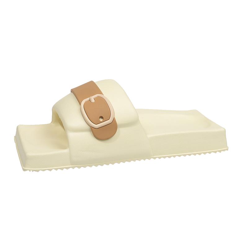 Fashion Summer New Flat Slippers Women Fashion Square Head Shallow Mouth Open Toe Matching Color Anti-slip Wear-resistant Sandals