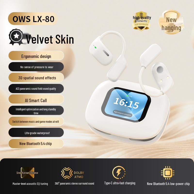 Cross-border AI Translation Bluetooth Earphones with Touch Control & Display - Over-ear & In-earless Wireless OWS