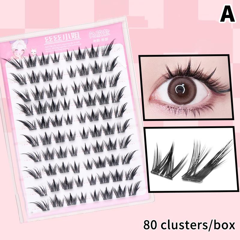 

Объемные самоклеящиеся накладные ресницы без клея, пушистые, «рыбий хвост», подсолнух, густые, с подкручиванием, наращивание ресниц, сделай сам, аниме-глаза 80 clusters/box