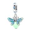 Butterfly Dangle Charm Bead Component Copper Metal Authentic Original Pink Blue Zircon Fly Butterflies Charm Bead Components Compatible With Bracelet