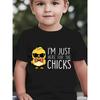 Europäische Größe Jungen Rundhals Kurzarm T-Shirt mit Cartoon-Hahnmuster Aufdruck