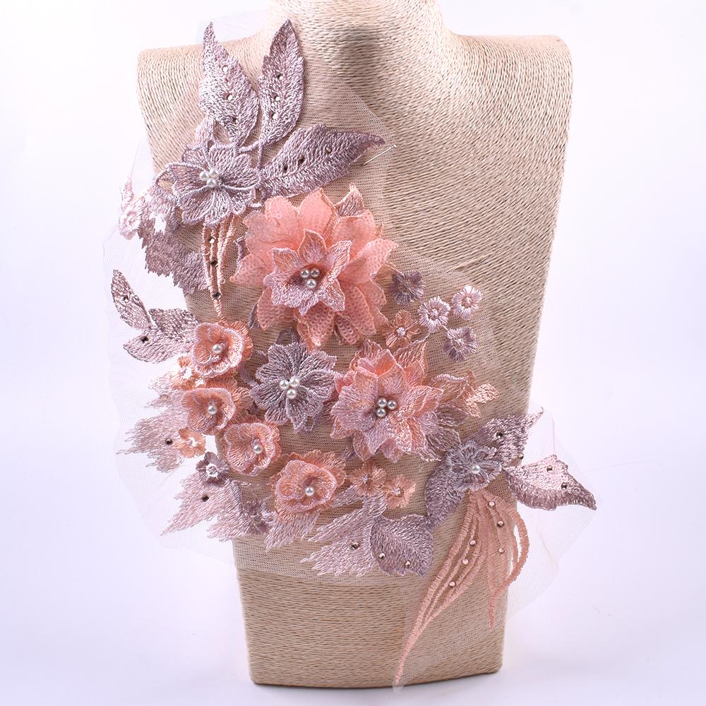 

1 шт. вышитые нашивки с бисером, нежные трехмерные нашивки с вышивкой в виде цветов, полиэстеровая аппликация для одежды