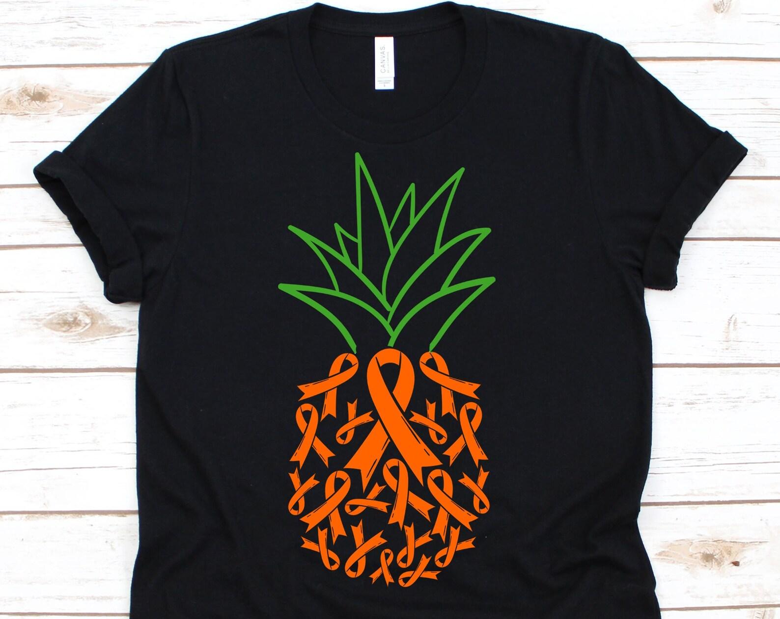 Multiple Sclerosis Ribbon Shirt, Pineapple, Multiple Sclerosis, Orange Ribbon, MS Shirt, MS Awareness Shirt, L
