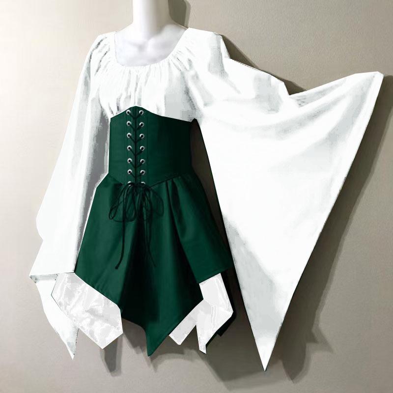 

European & American Renaissance Trumpet Sleeve Long Dress for Women 5XL