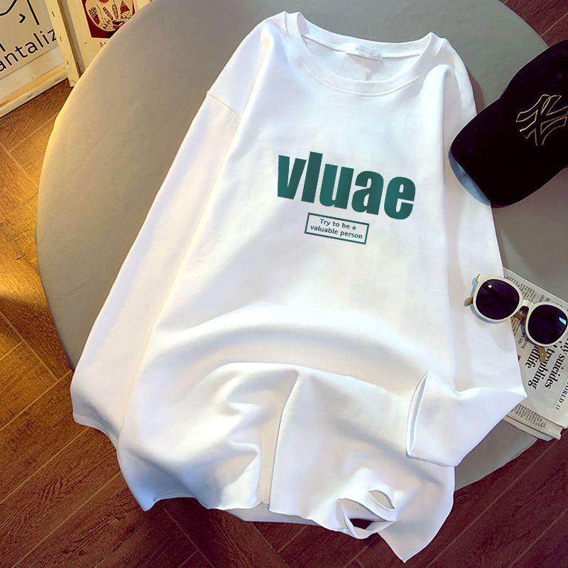 

Женский модный топ большого размера свободного кроя с длинным рукавом из чистого хлопка для осени и весны 3XL (150-170 jin)