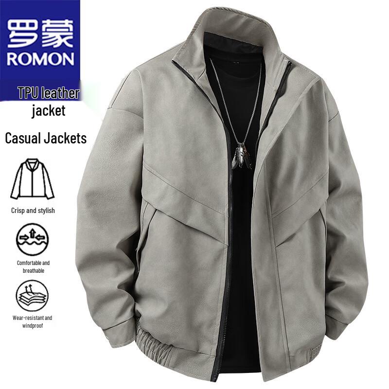 ROMON Men's American Retro Stand-Collar Casual Jacket