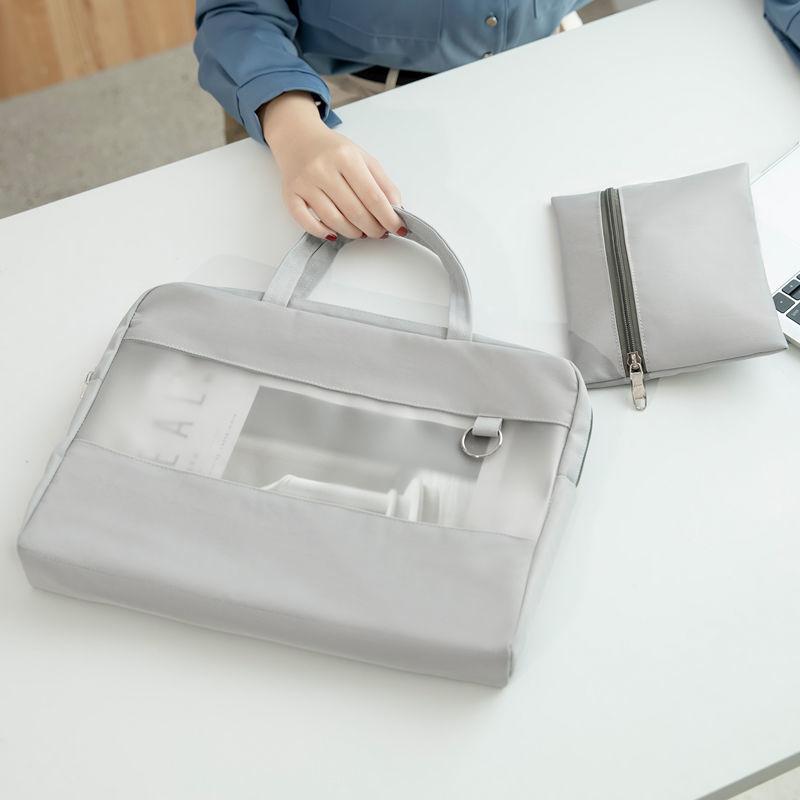 A4 File Bag Zipper Briefcase Women's File Bag Teacher Bag Hand-held Women's Business Bag Fashionable and Durable