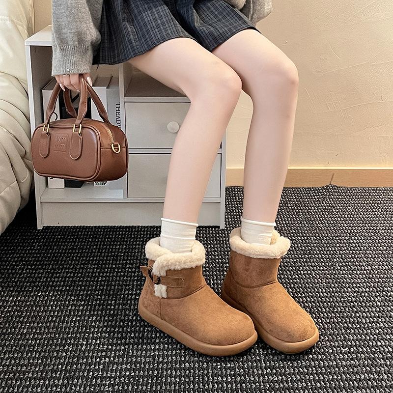 Retro Versatile Hairy Edge Women's Platform Snow Boots Autumn and Winter Fashion Korean Version Warm Casual Cotton Shoes Short Boots