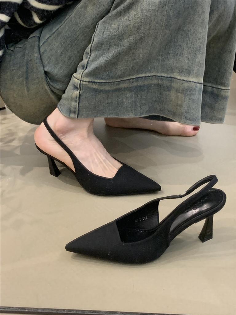 Fashion Shoes Pointed Toe Thin Heels Ladies' Slippers Luxury Slides Shallow Beige Heeled Sandals Slipers Women Low Designer Black 2025 S