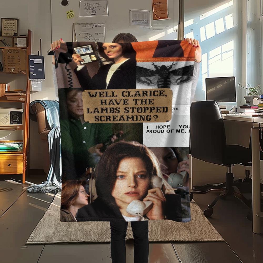 1PC Silence of the Lambs Print Flannel Blanket, High Quality Comfortable for All Seasons, Home Decor, Warmth and Comfort, Perfect for Christmas Gifts