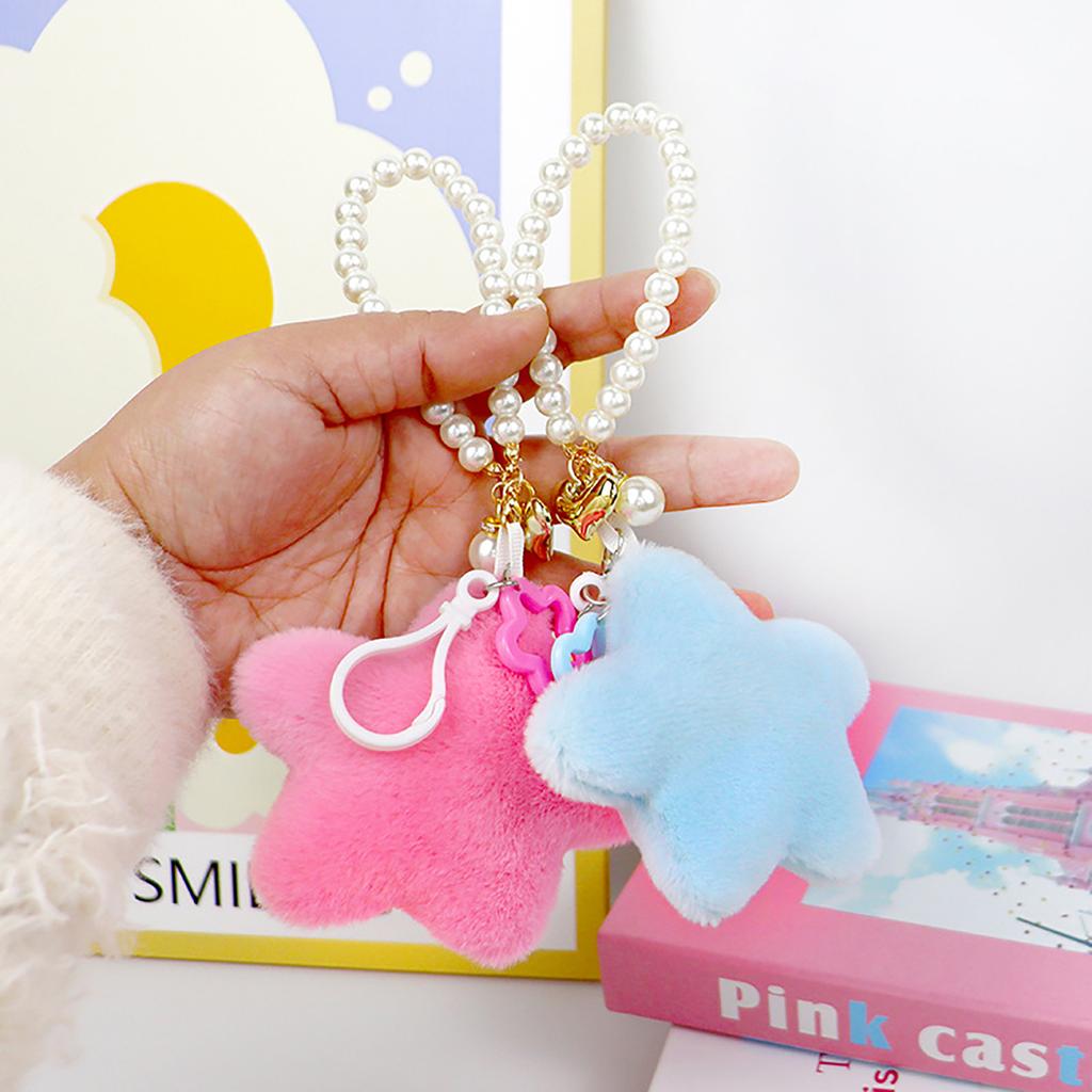 Star Shaped Cellphone Strap Colorful Phone Chain Handmade Five-Pointed Star Keyring Keychains Ornament for Wallet