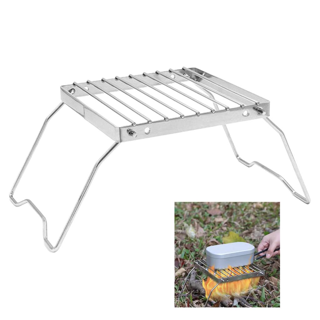 Stainless Steel Camping Stove Holder Foldable BBQ Grill Rack Outdoor Brazier Stand Fire Accessories Camping Cooking Tool