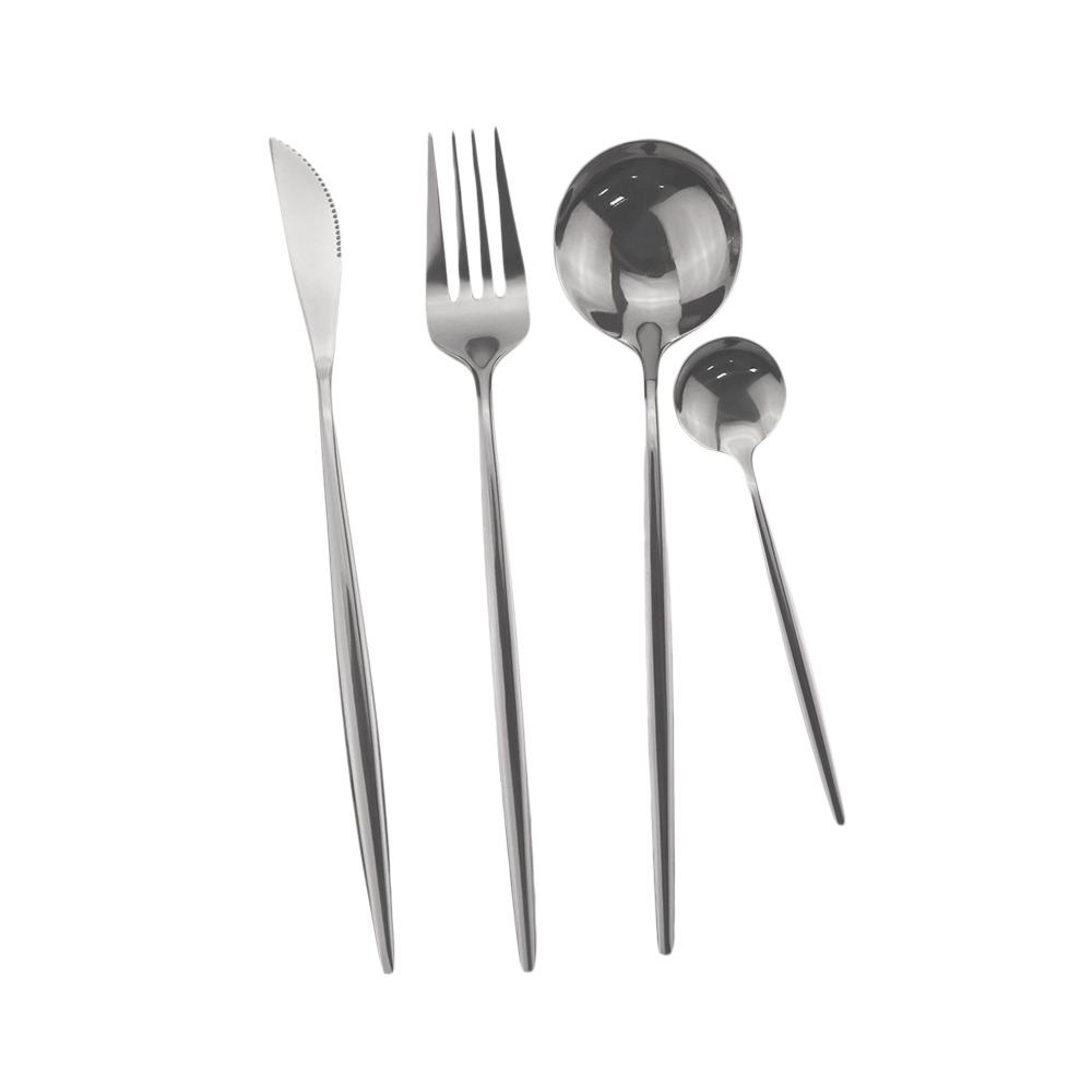 24 ks příbory 304 sada nádobí z nerezové oceli Černý příbor Lžíce Vidlička Nůž Západní příbory na svatbu Bezpečnost v myčce