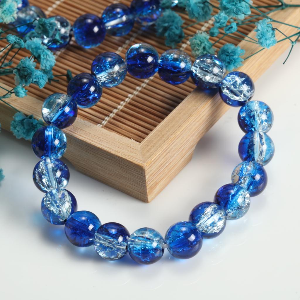 10mm Cracked Flower Glass Beaded Bracelets, Multi-Color Y2K Sweet Cool Style Bracelets for Women Fashion Jewelry Accessories