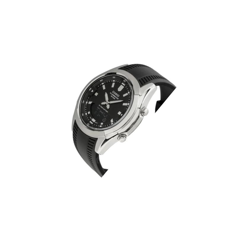 Casio Waterproof Chronograph Automatic Calendar Quartz Movement Resin Strap Japanese and Korean Watch Men's Watch Black Dial AMW-840-1AVDF