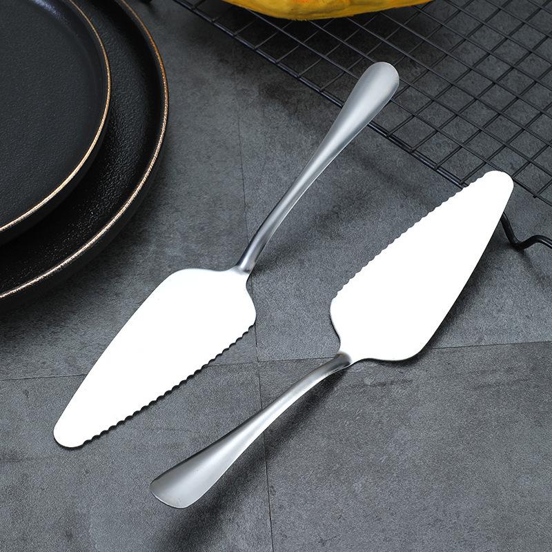 Stainless Steel Cake Server & Fruit Fork Set with Cheese Slicer, Pizza Peel, Ice Cream, Birthday & Mooncake Knives