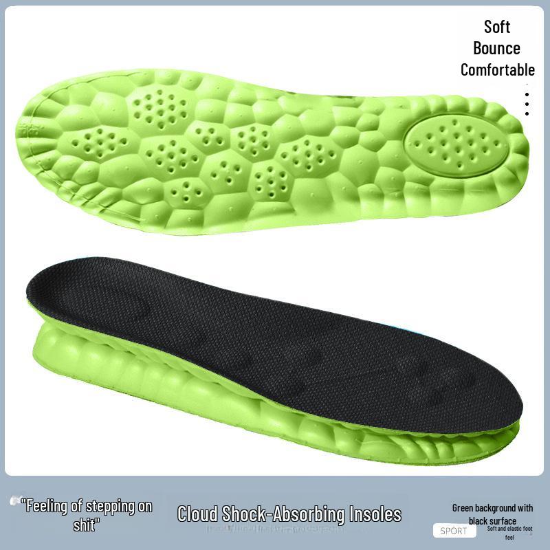 4D Cloud Sports Insoles: Shock-Absorbing, Deodorizing, Breathable, Sweat-Absorbing, Soft, Pain-Relief, High-Elastic Military Training Insoles.
