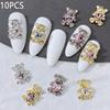 10Pcs Cartoon Stereoscopic Bear Nail Painting Alloy Diy Decoration Accessory Nail Patches Nail Diamond